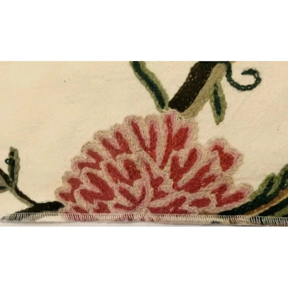 Frederik & Joyce Robespierre embroidered floral fabric sample wool on cotton Vtg